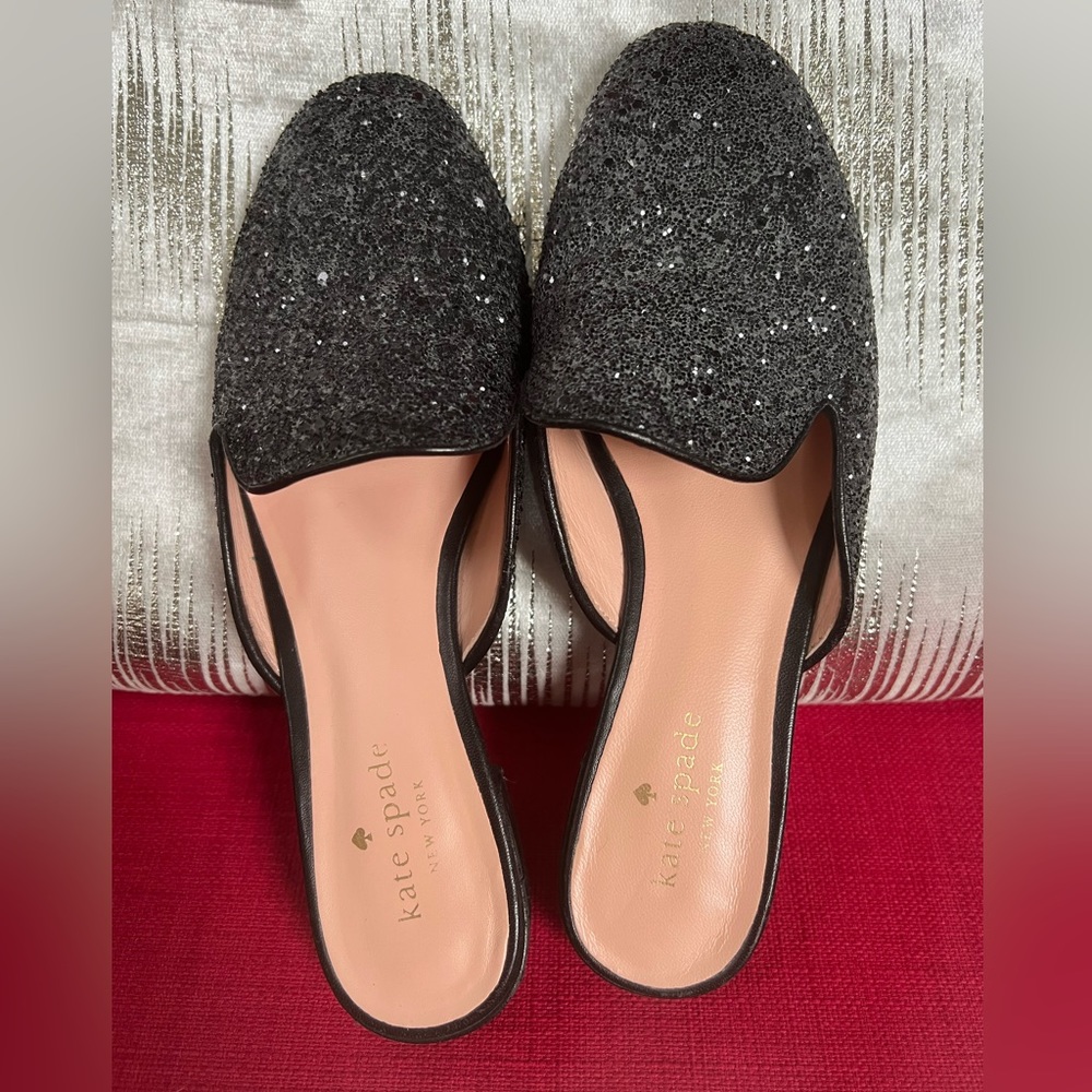 Kate Spade Gowan Mules slides black glitter